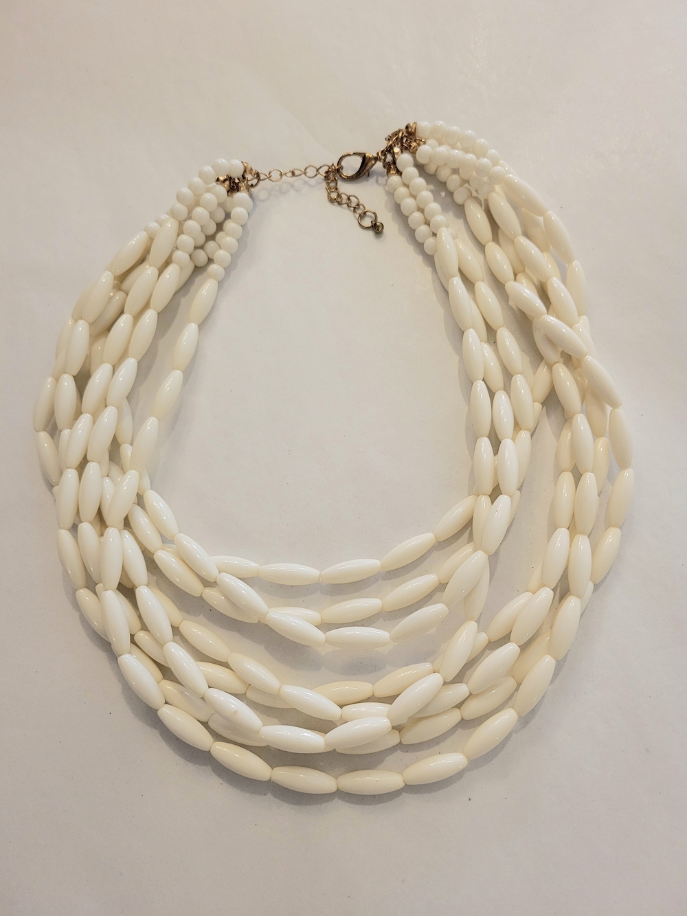 White Multi-Strand Beaded Necklace - Women Jewelry